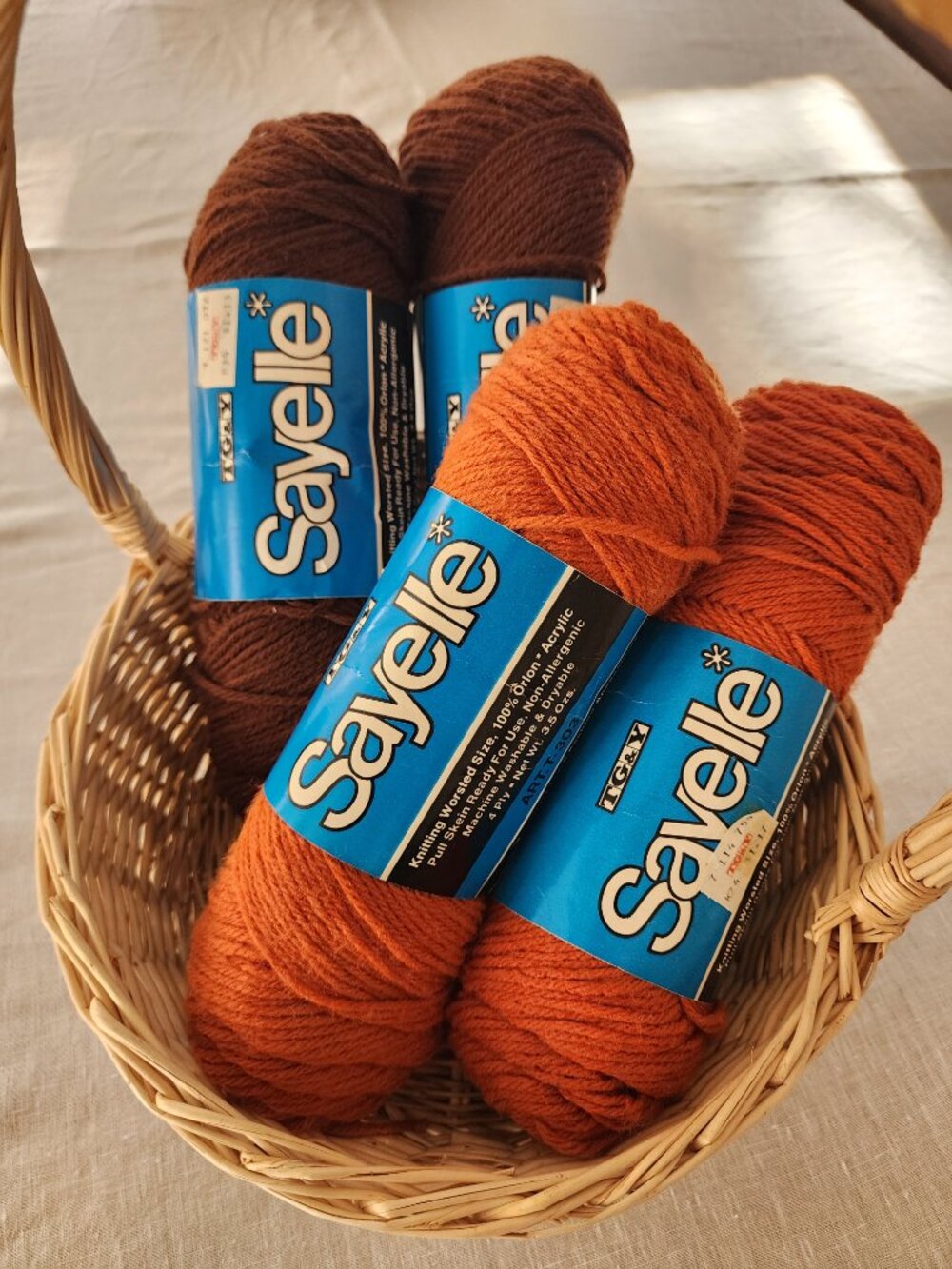Vintage TG&Y Sayelle Yarn Lot (4) 70s Retro Rust & Dark Brown Orlon Acrylic - Picture 12 of 12